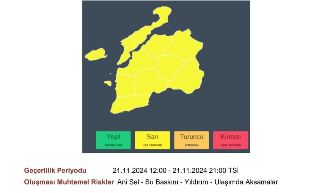 Çanakkale'de sağanak uyarısı 